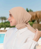 Pleated Chiffon Square Scarf - Latte
